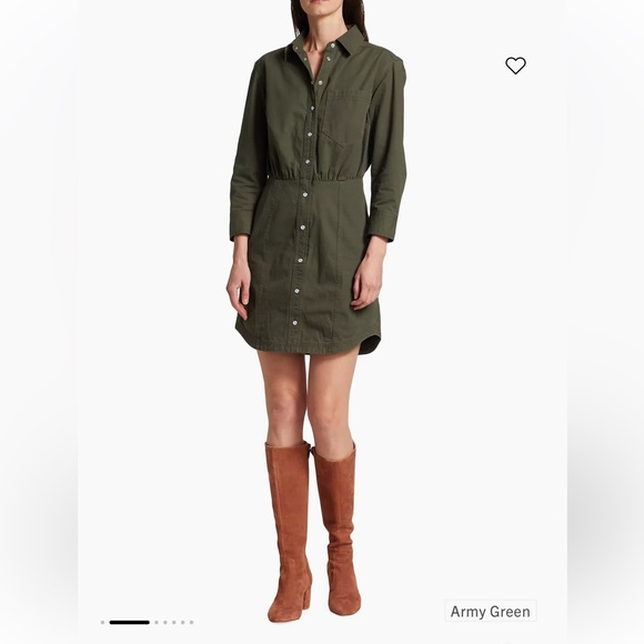 Veronica Beard Keston Twill Mini Shirt Dress Army Green Size 2 - Picture 3 of 7